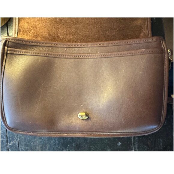 Vintage Coach Brown Leather Turnlock Flap Crossbody Bag USA Hangtag 9655 - Picture 12 of 16